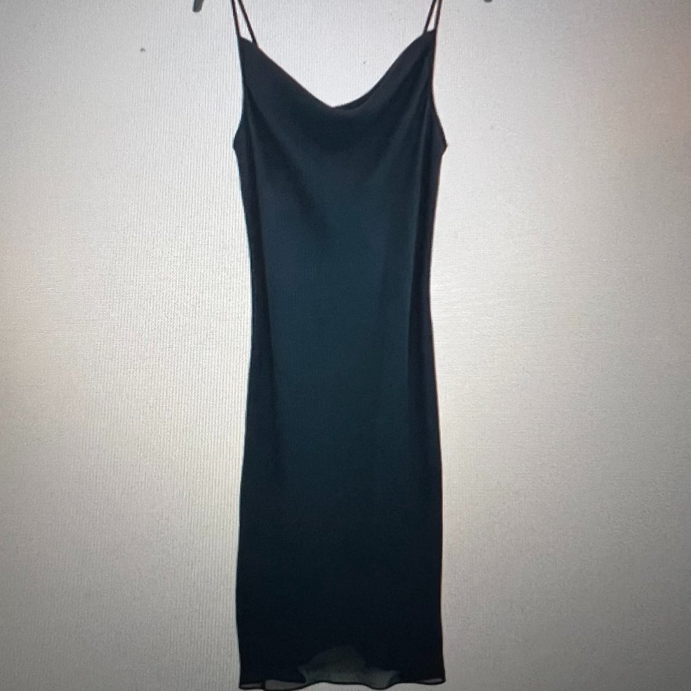 New York & Company Black cowl neck, spaghetti strap slip dress, Size 12
